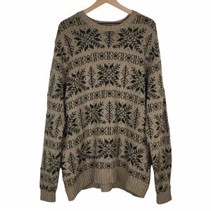 EDDIE BAUER Sweater Lambswool Wool Fair Isle Nordic Snowflake Cabincore Size XXL